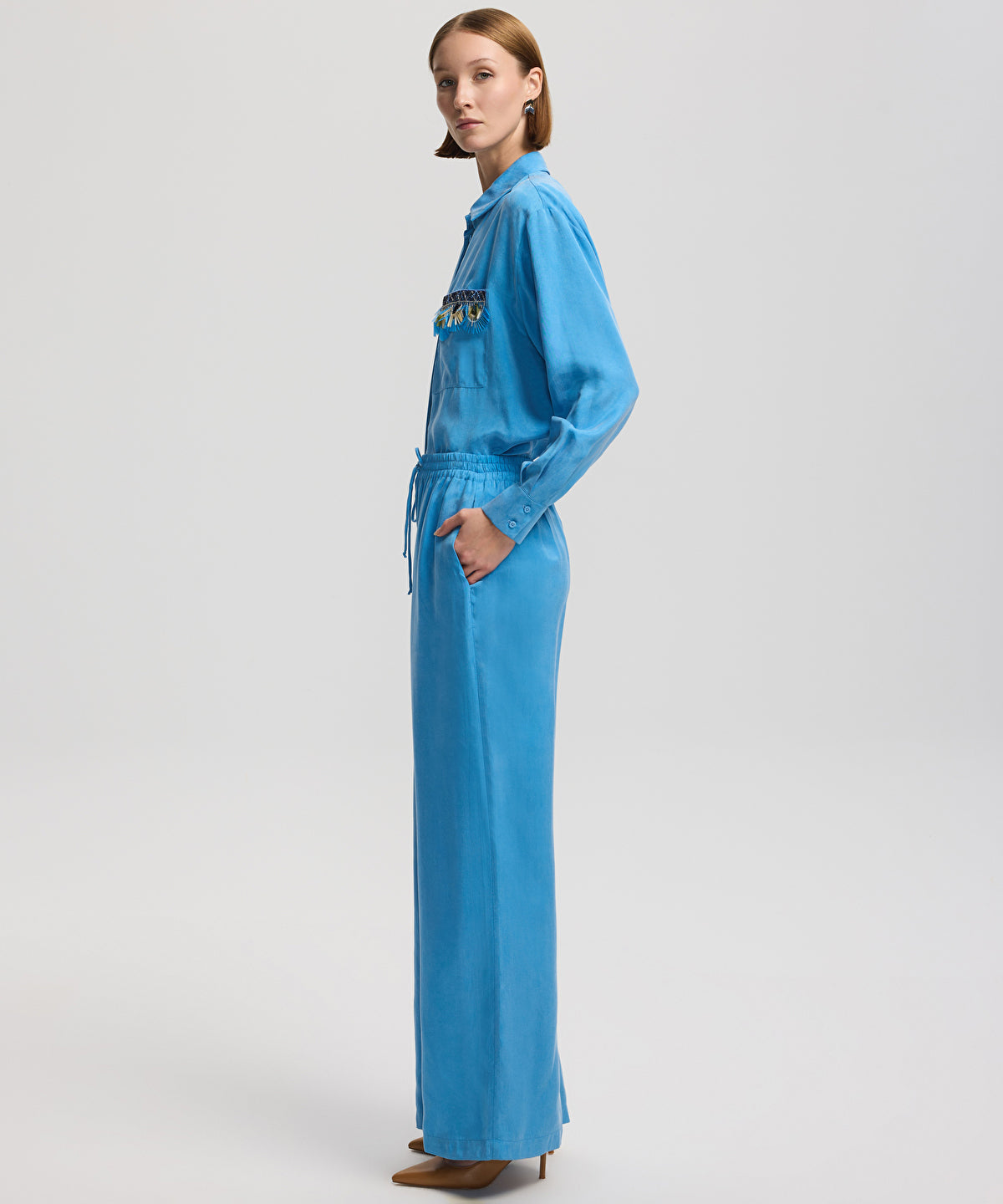 Wide-Leg Trousers With Drawstring