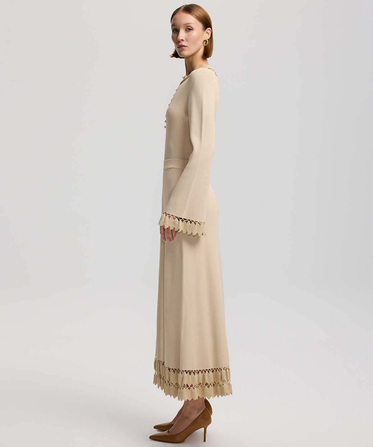 Contrast hem knit skirt
