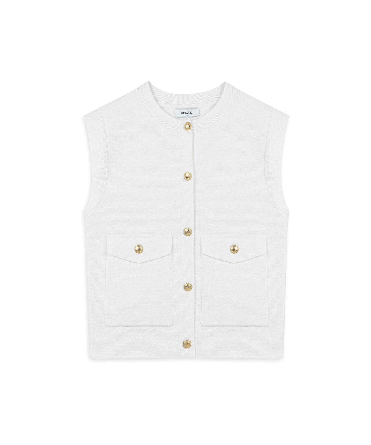 Gold-Button Knit Vest