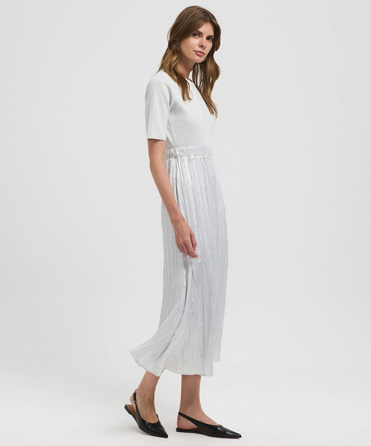 Zoomed Mixed Midi Dress
