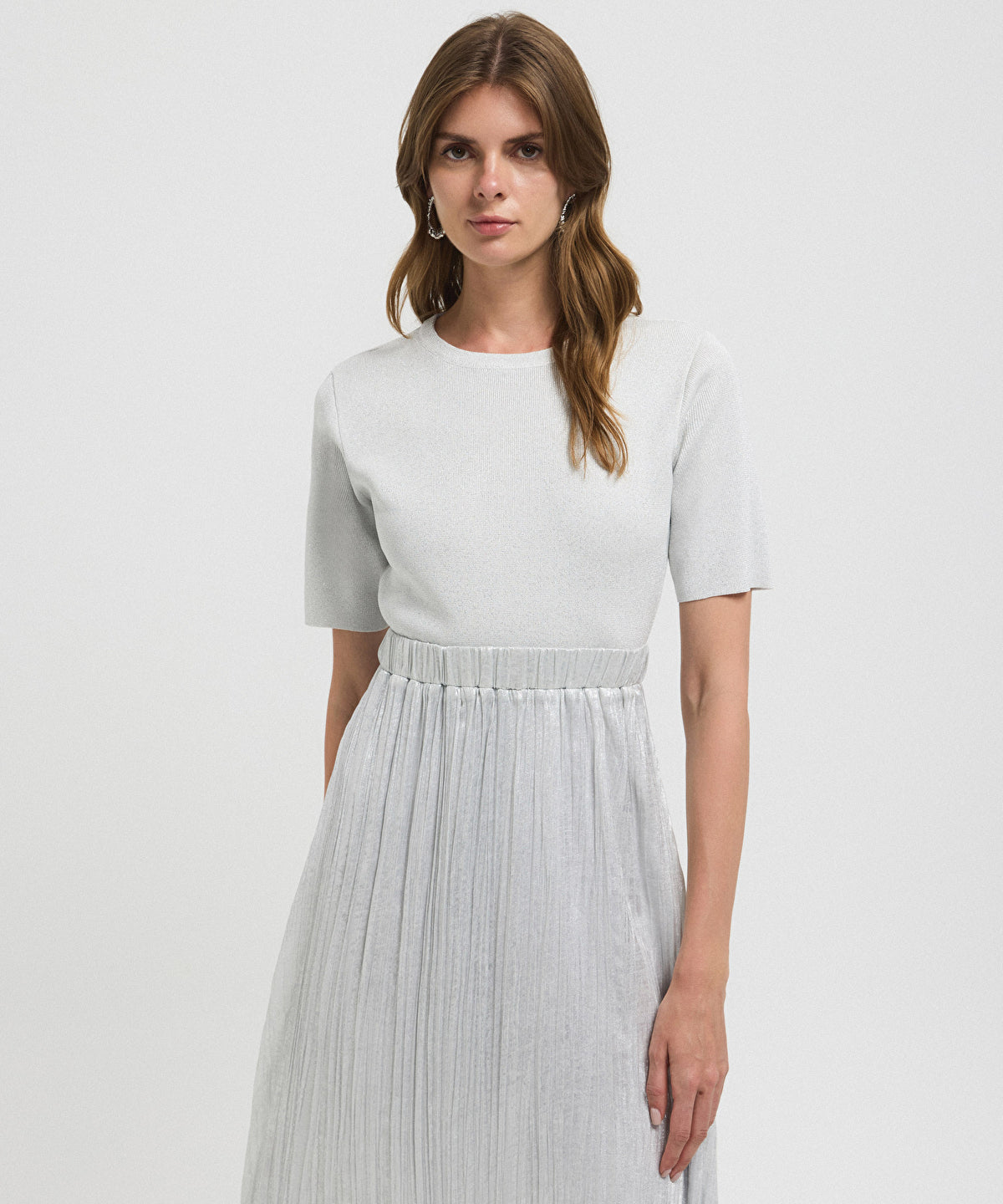 Zoomed Mixed Midi Dress