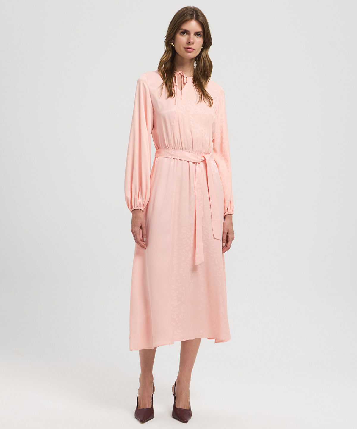 Belted Jacquard Dress