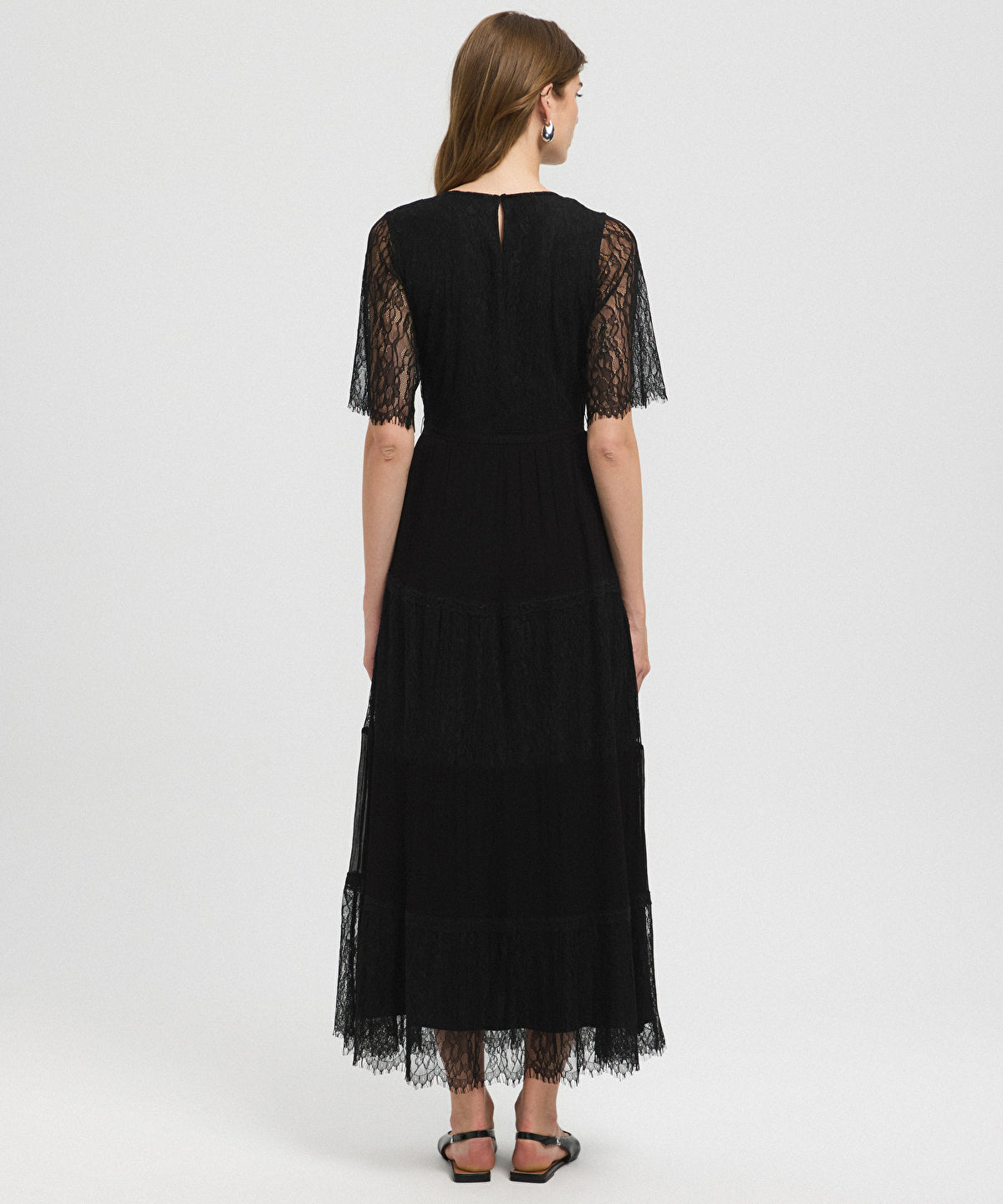Lace-Trimmed Midi Dress