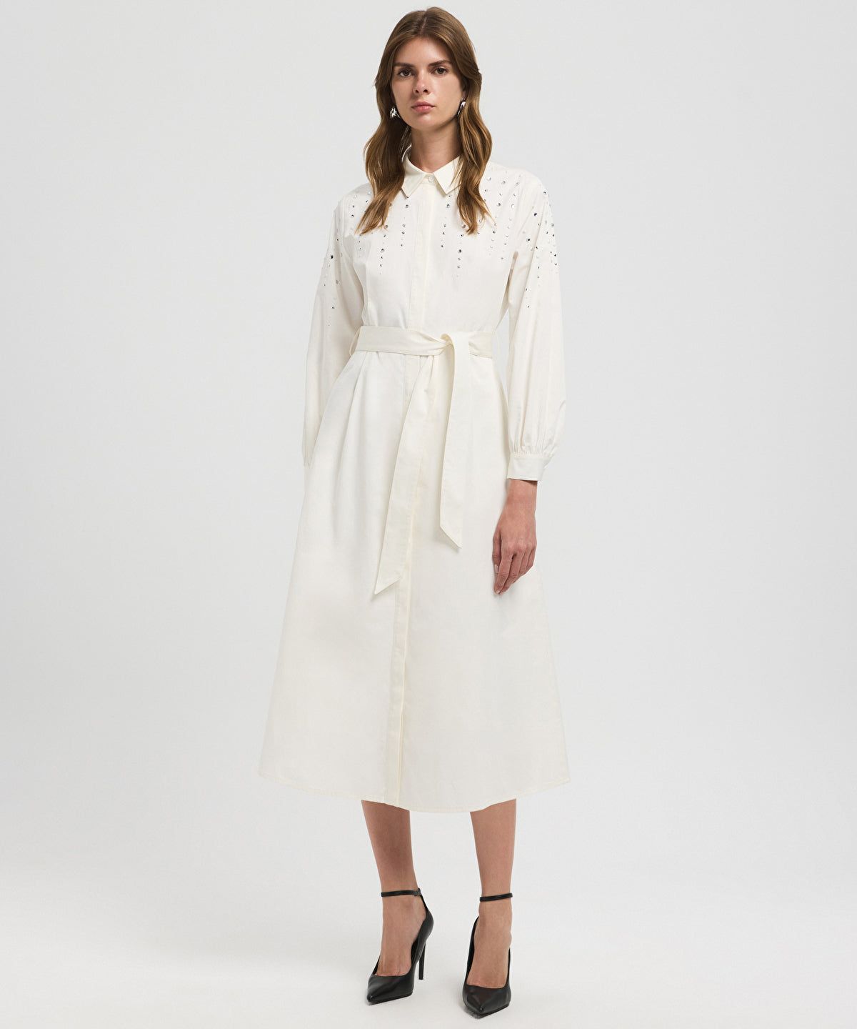 Zoomed Embellished Poplin Dress
