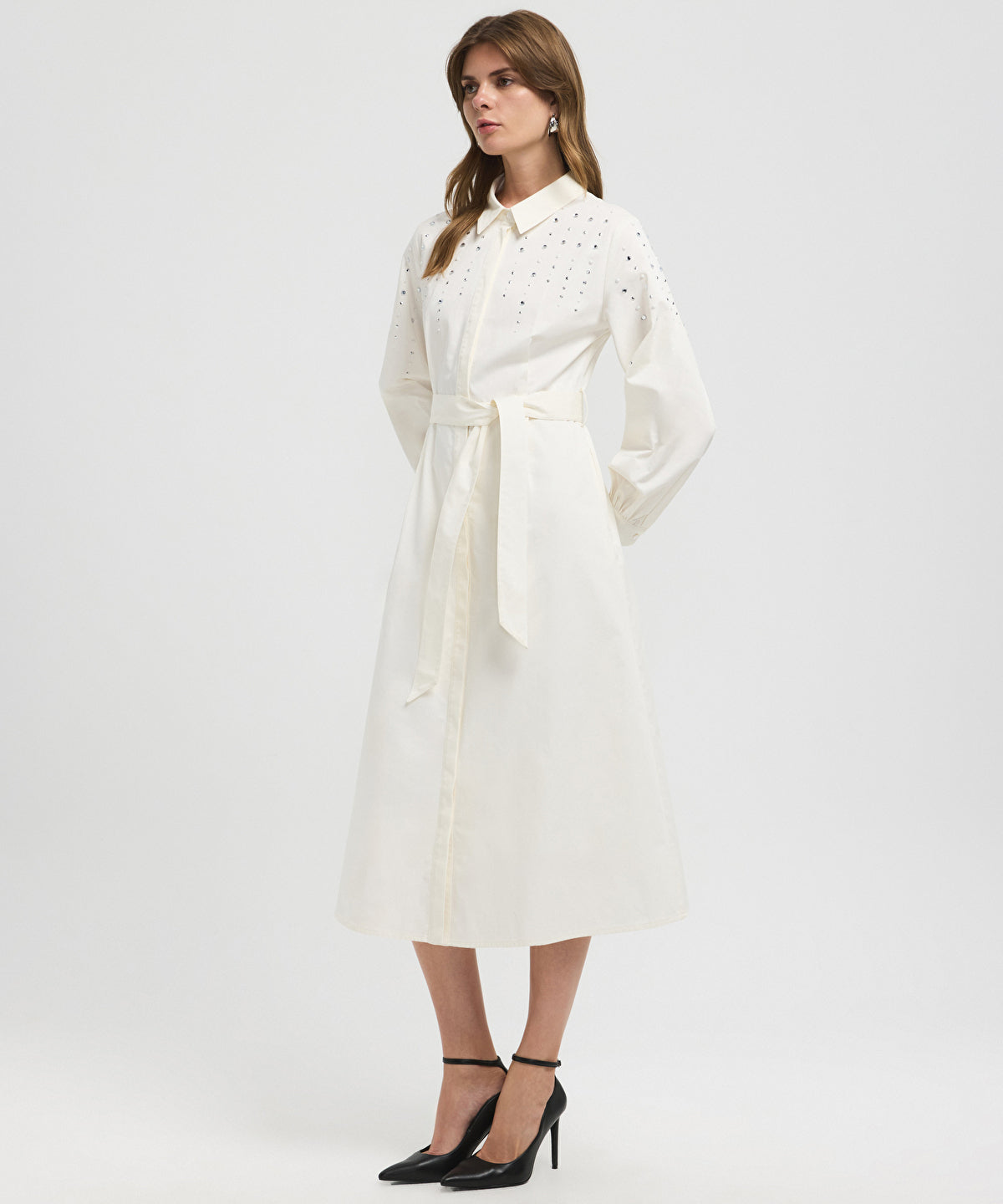 Zoomed Embellished Poplin Dress
