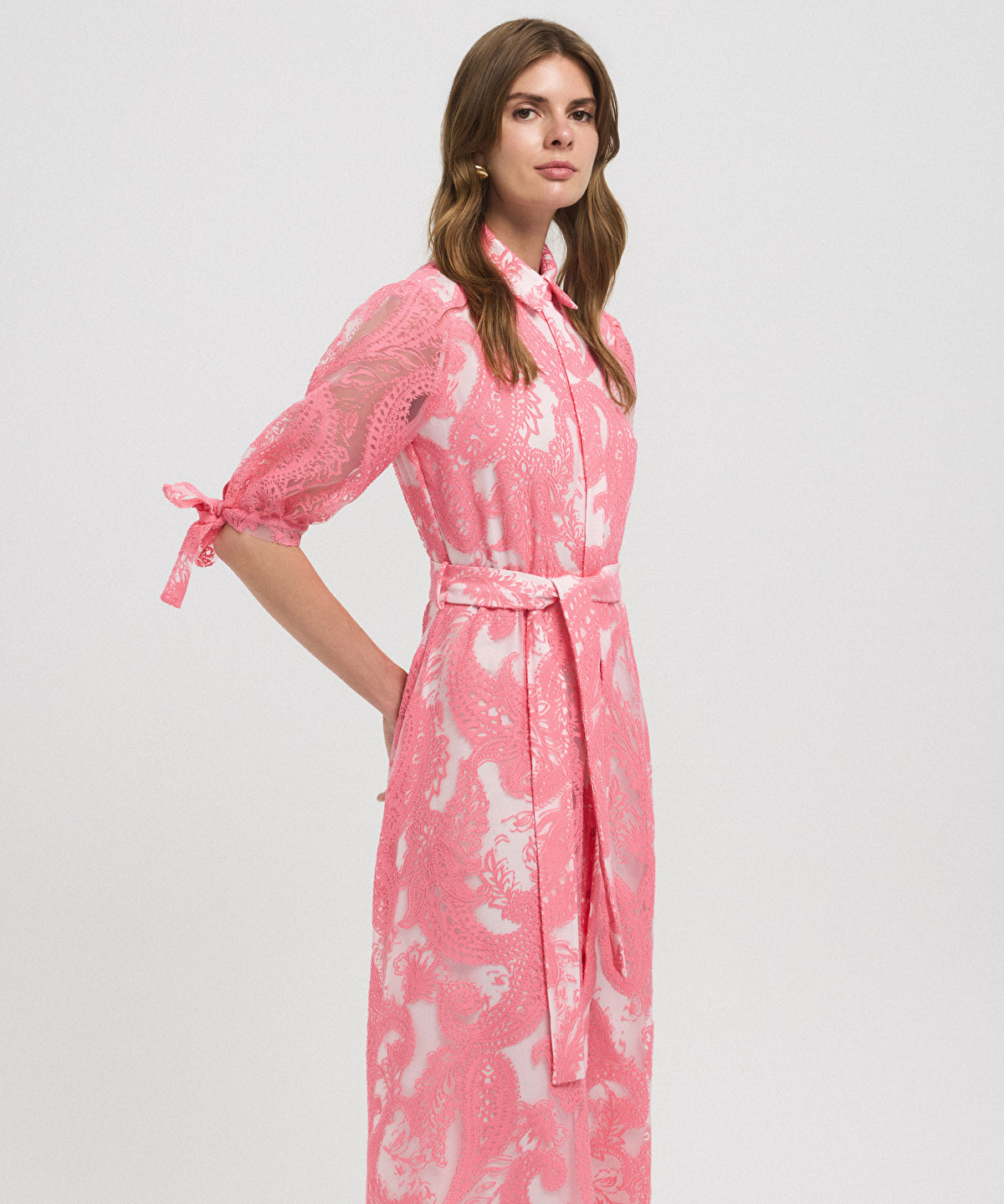 Jacquard Balloon-Sleeve Dress