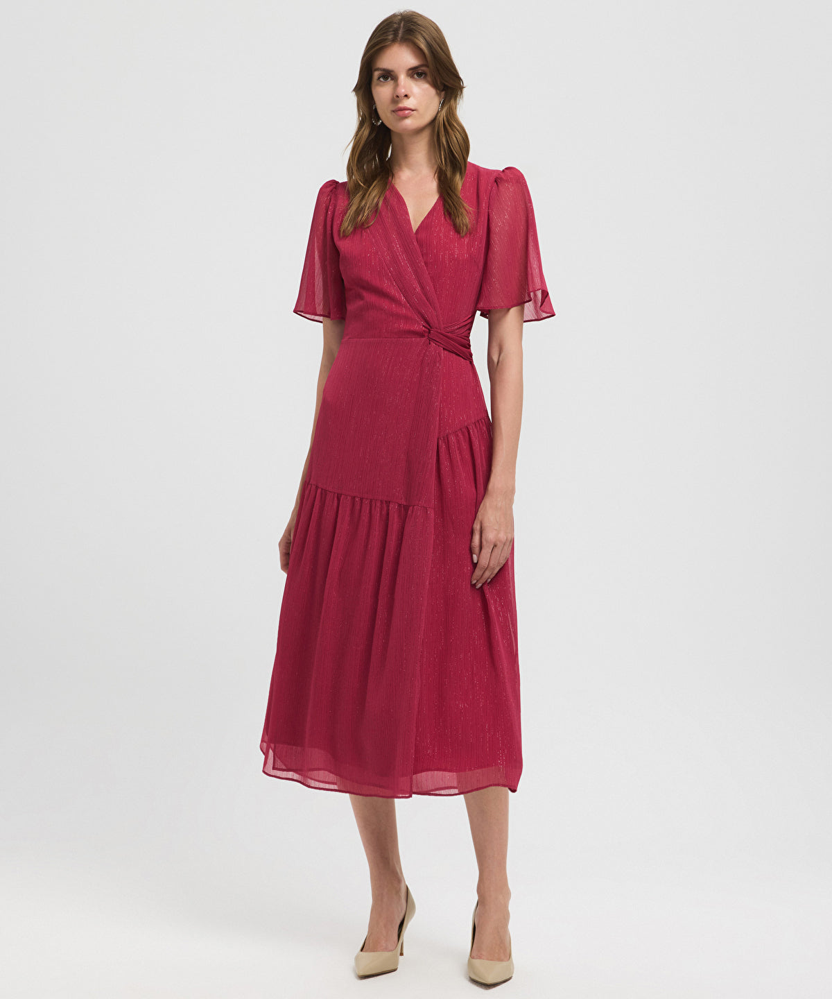 Gathered Wrap Front Dress