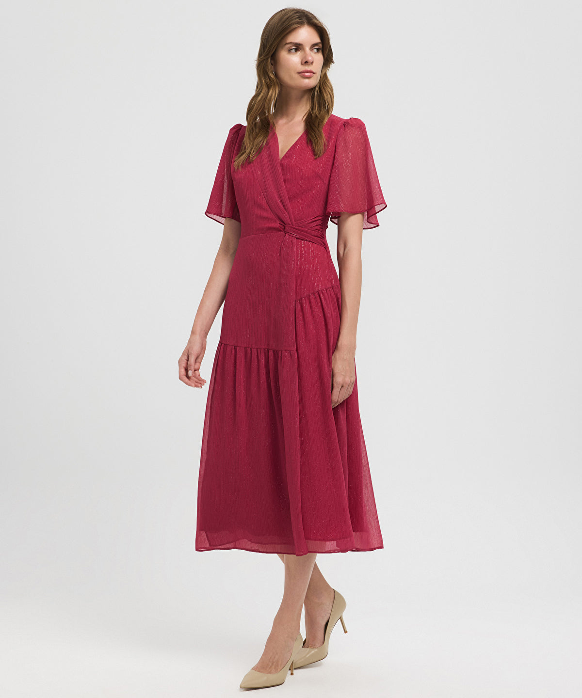Gathered Wrap Front Dress