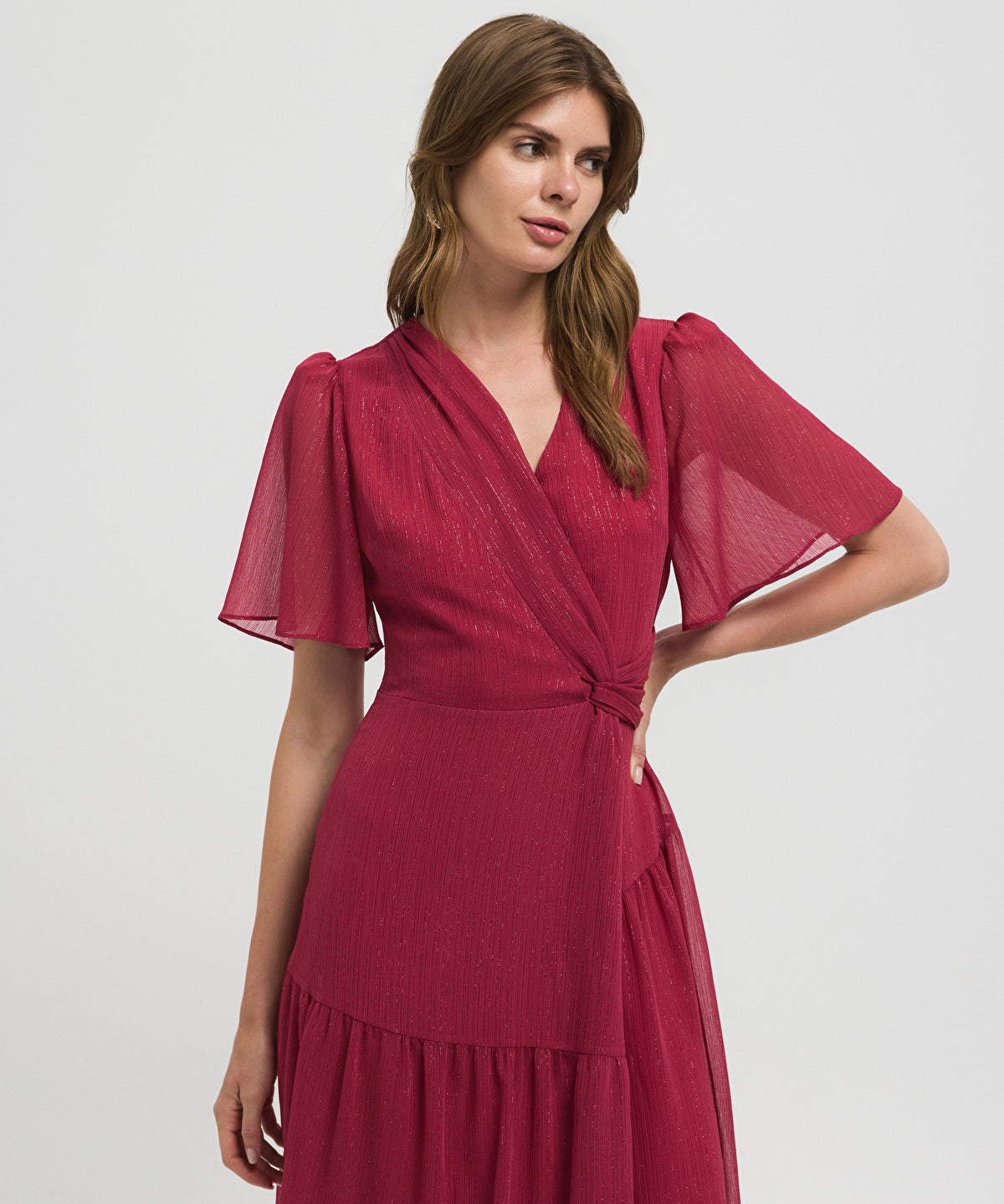 Gathered Wrap Front Dress