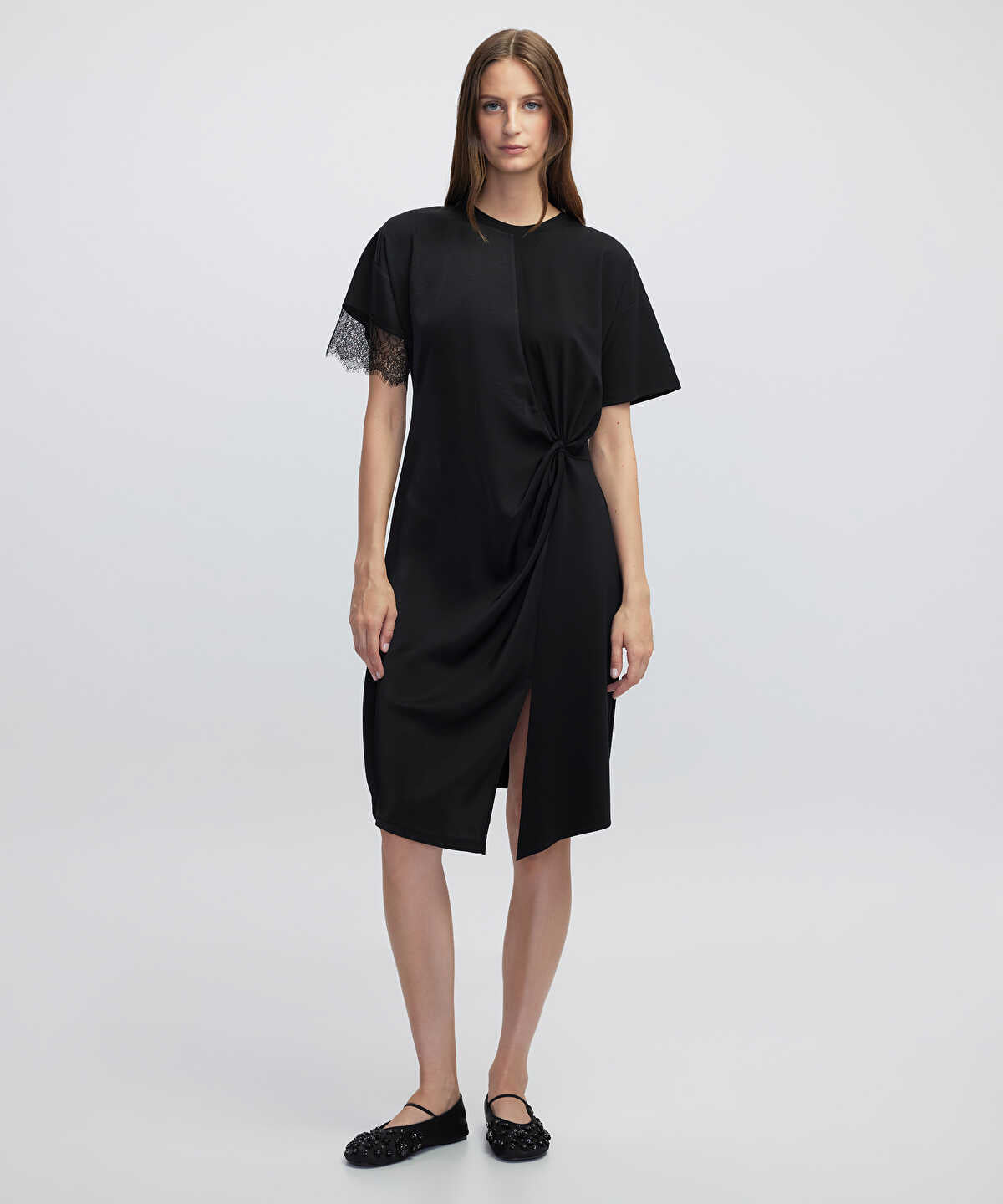 Lace Trim Mixed Dress