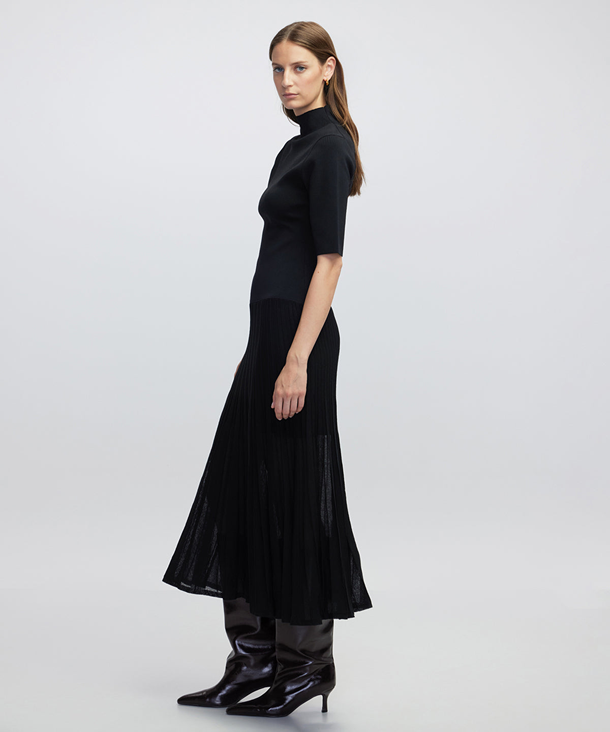 Pleated Knit Dress