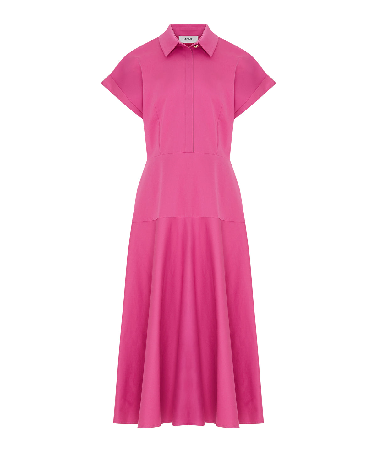 Zoomed Buttoned A-Line Shirt Dress