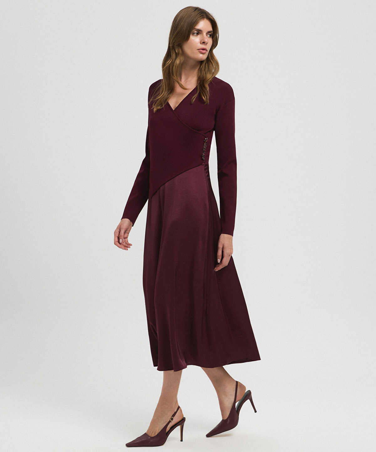 Color-Block Wrap Dress