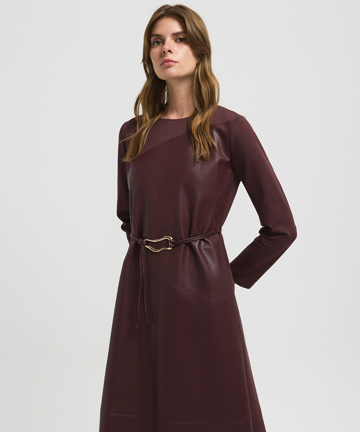 Mixed Dress with Belt