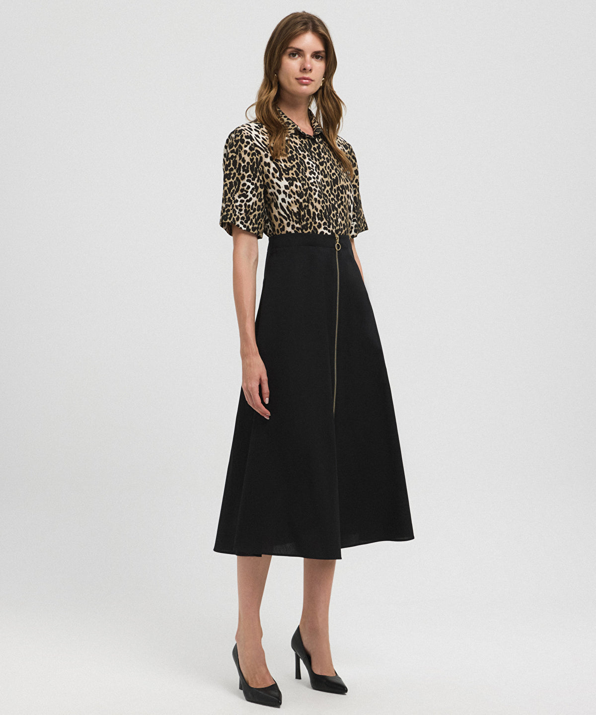 Zoomed Animal Print Color-Block Dress