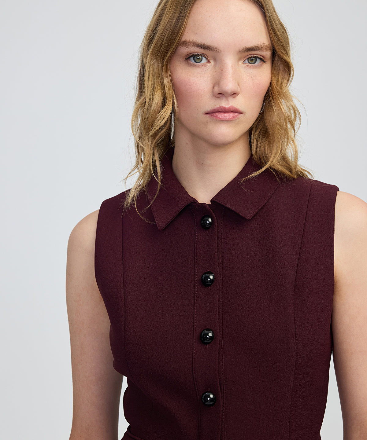 Contrast Button Midi Dress