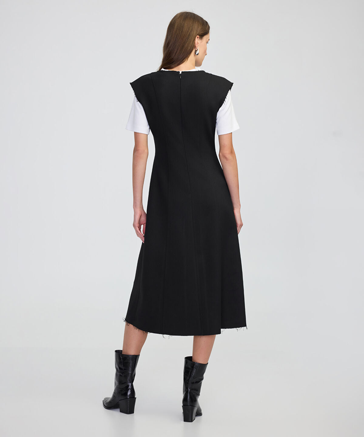 Two-in-One V-Neck Midi Dress