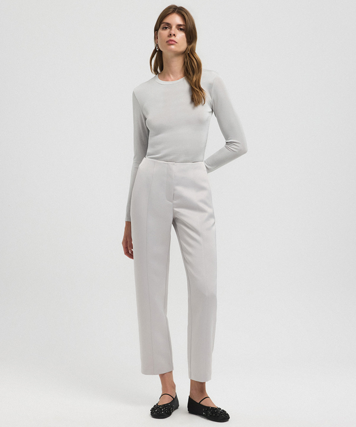 High-Waist Carrot Fit Trousers
