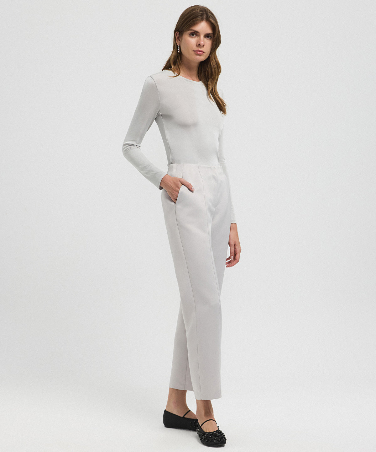 High-Waist Carrot Fit Trousers