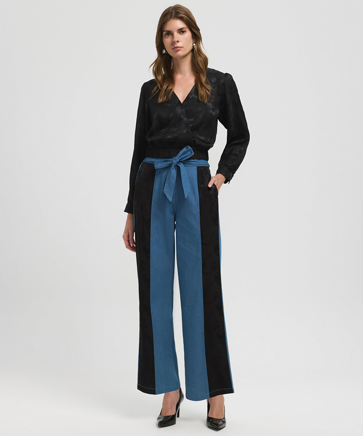 Color-Block Jacquard Trousers