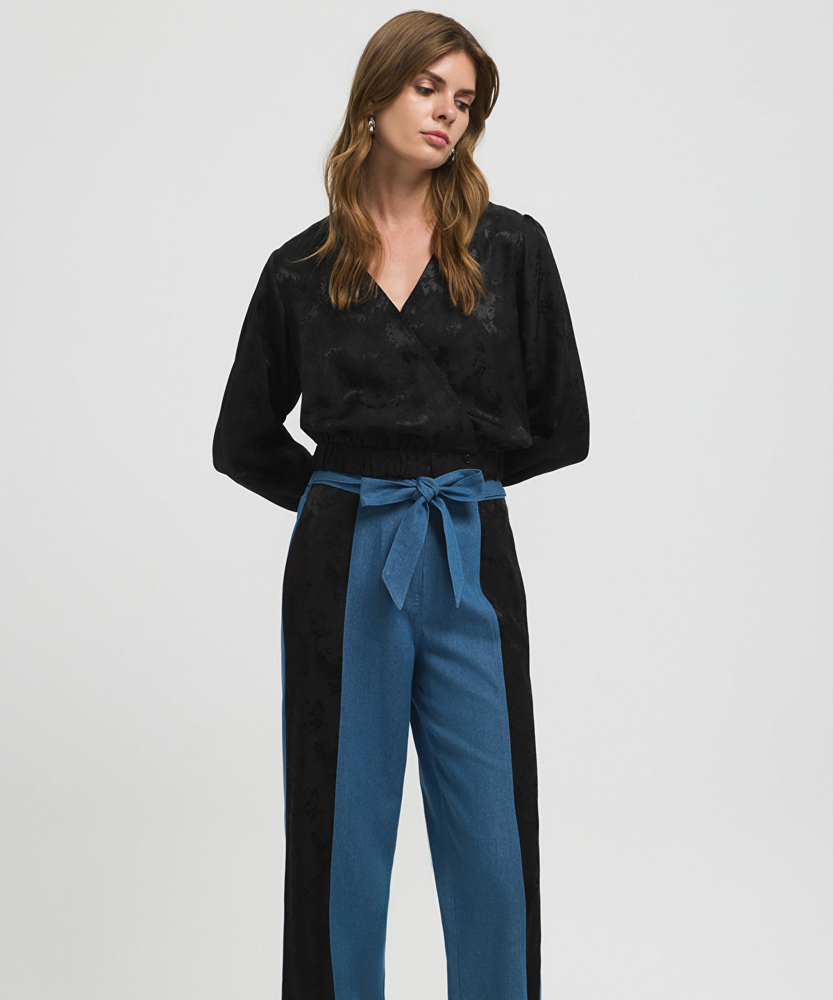 Color-Block Jacquard Trousers