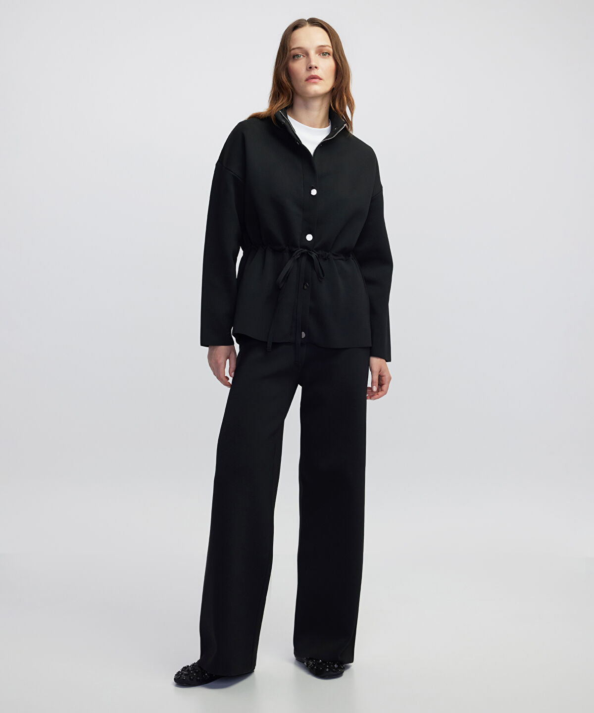 Wide-Leg Knit Trousers