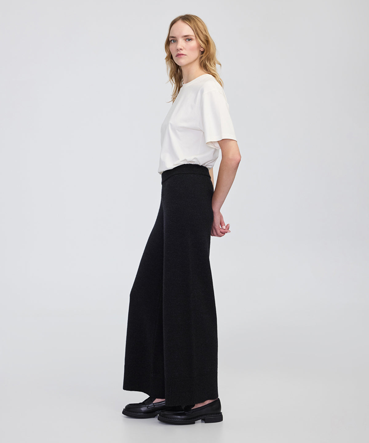 Wide-Leg Knit Trousers