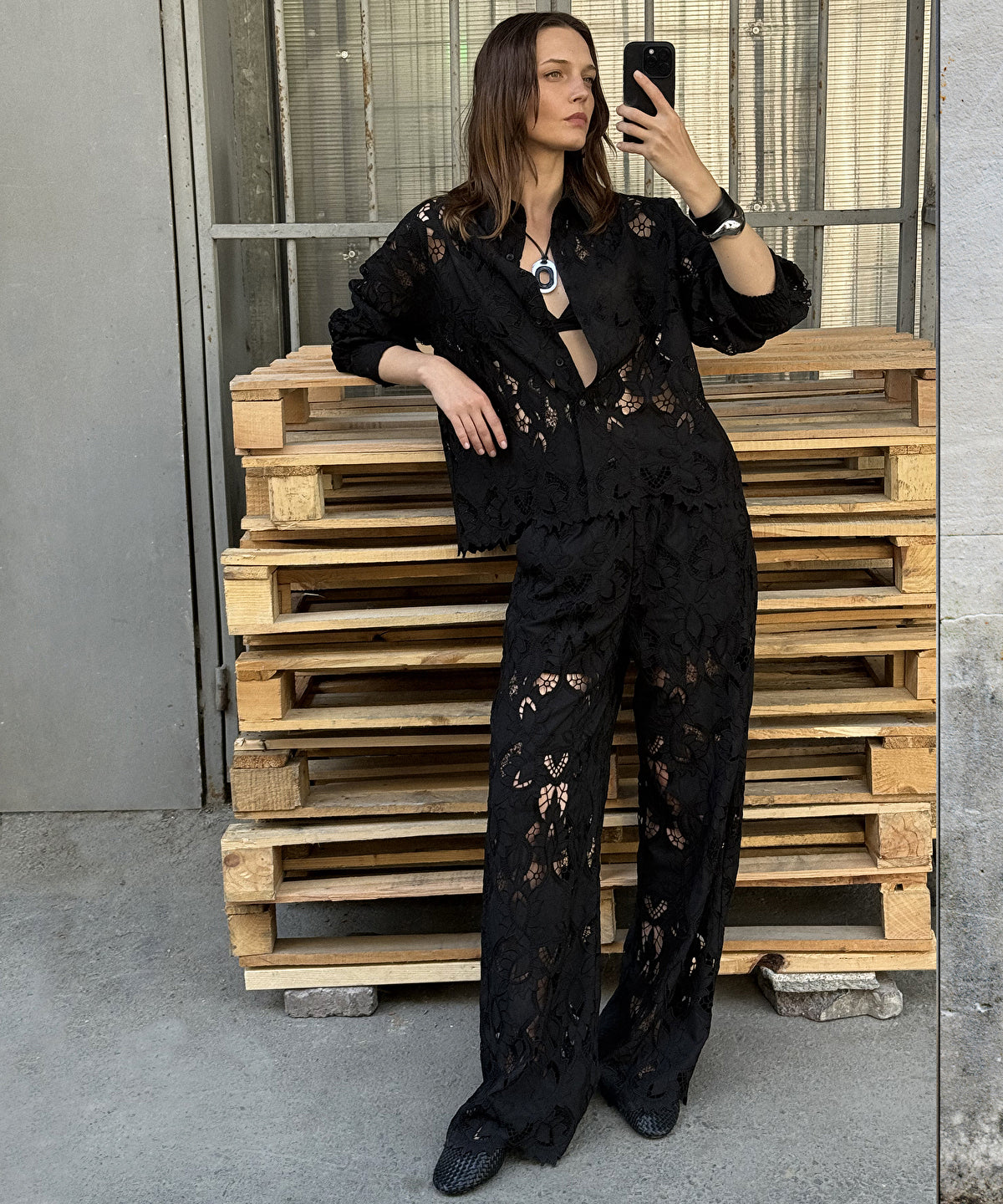 Zoomed Broderie Anglaise Trousers