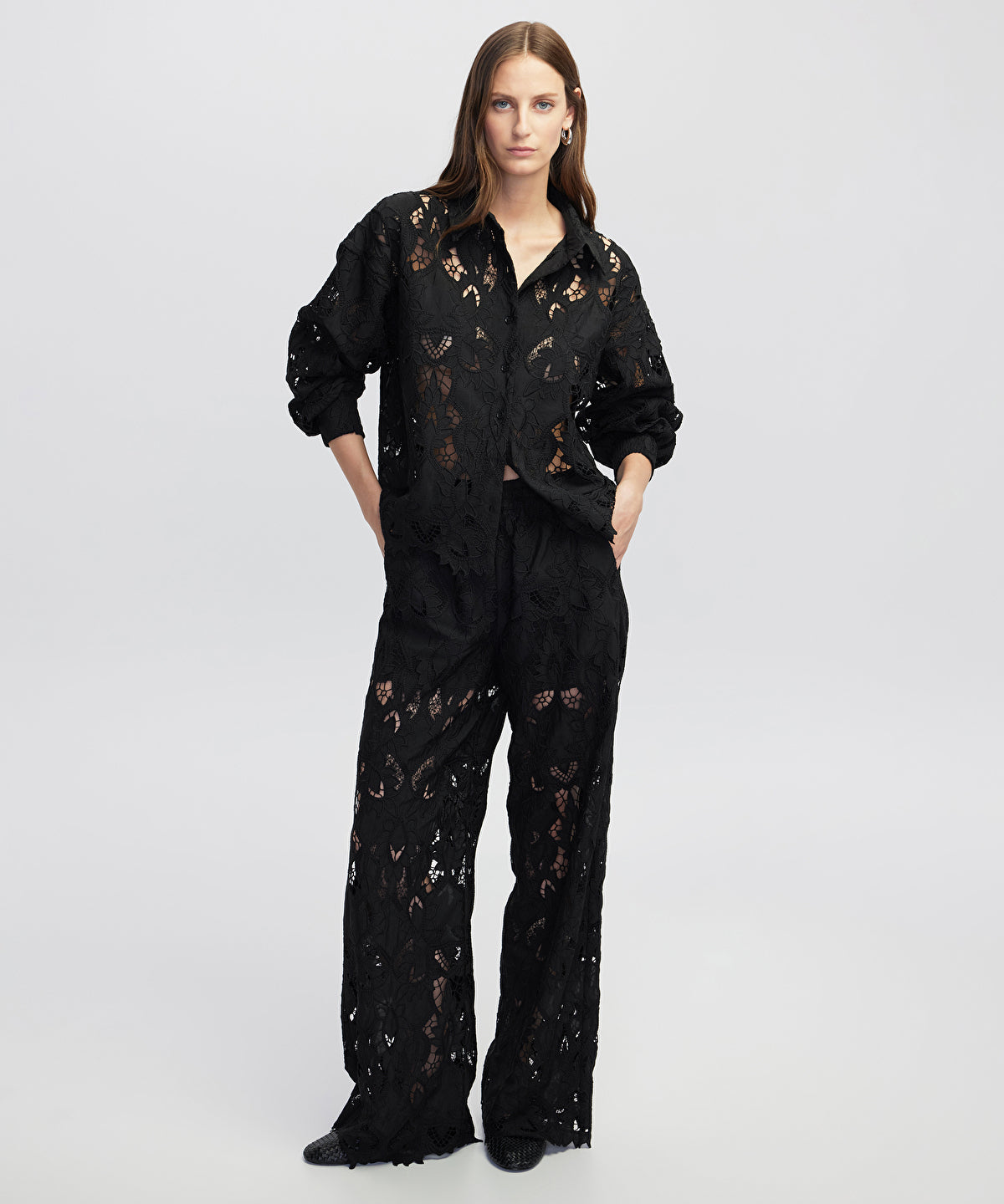 Zoomed Broderie Anglaise Trousers