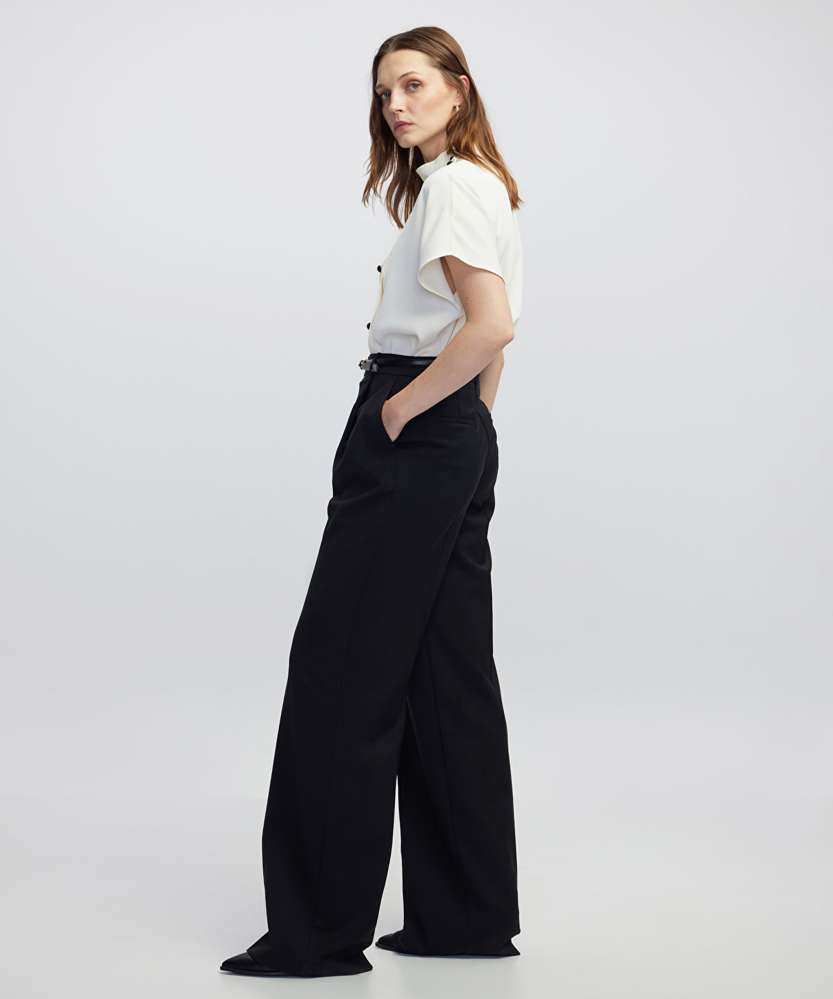 Zoomed Pleated Wool Trousers
