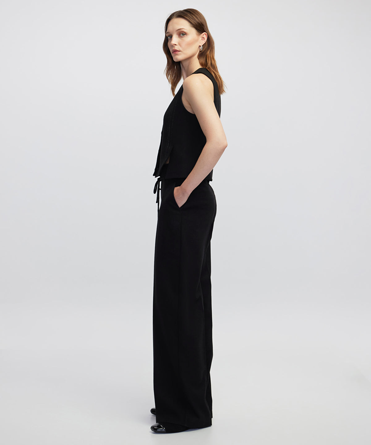 Tie Waist Wide Leg Fit Trousers