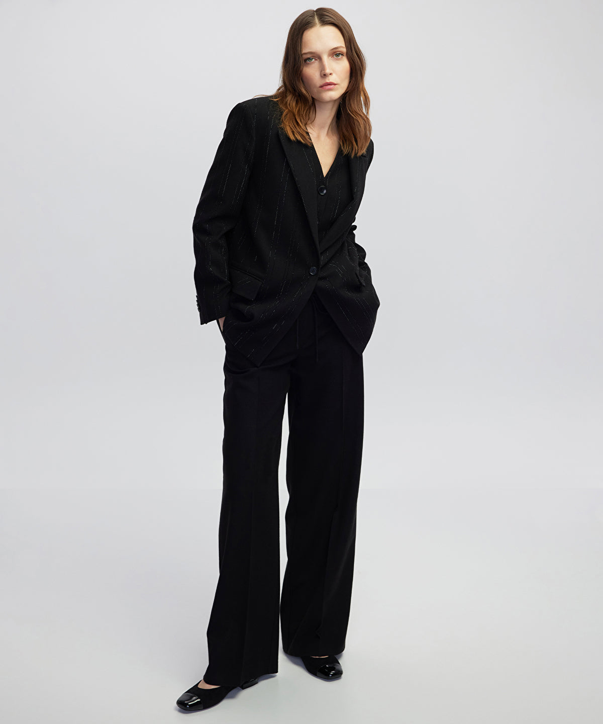 Zoomed Tie Waist Wide Leg Fit Trousers