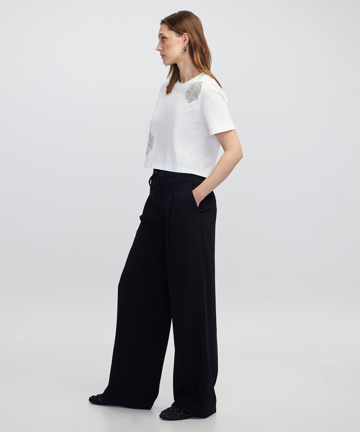 Zoomed Double Waist Wide Leg Trousers