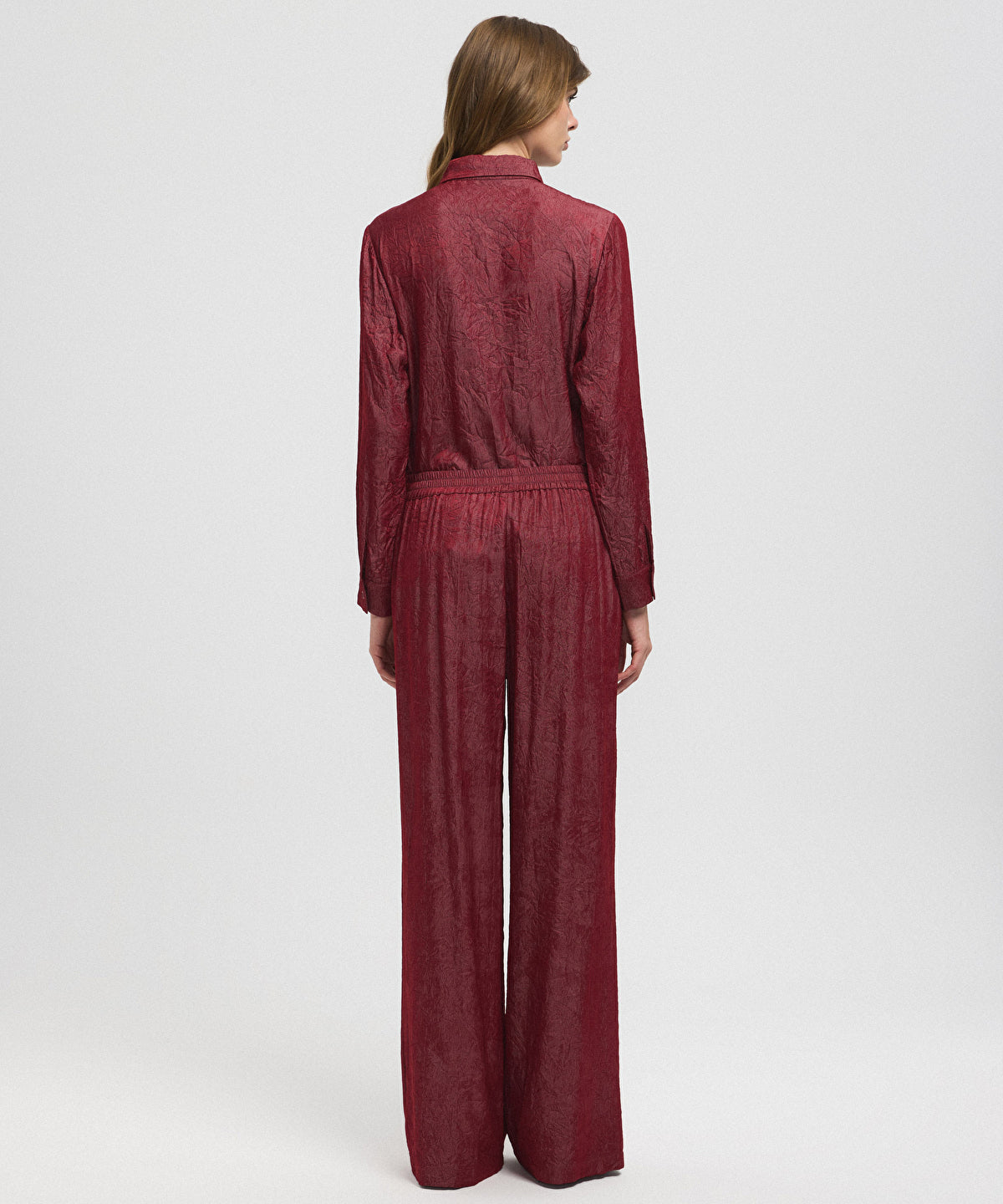 Textured Wide-Leg Trousers