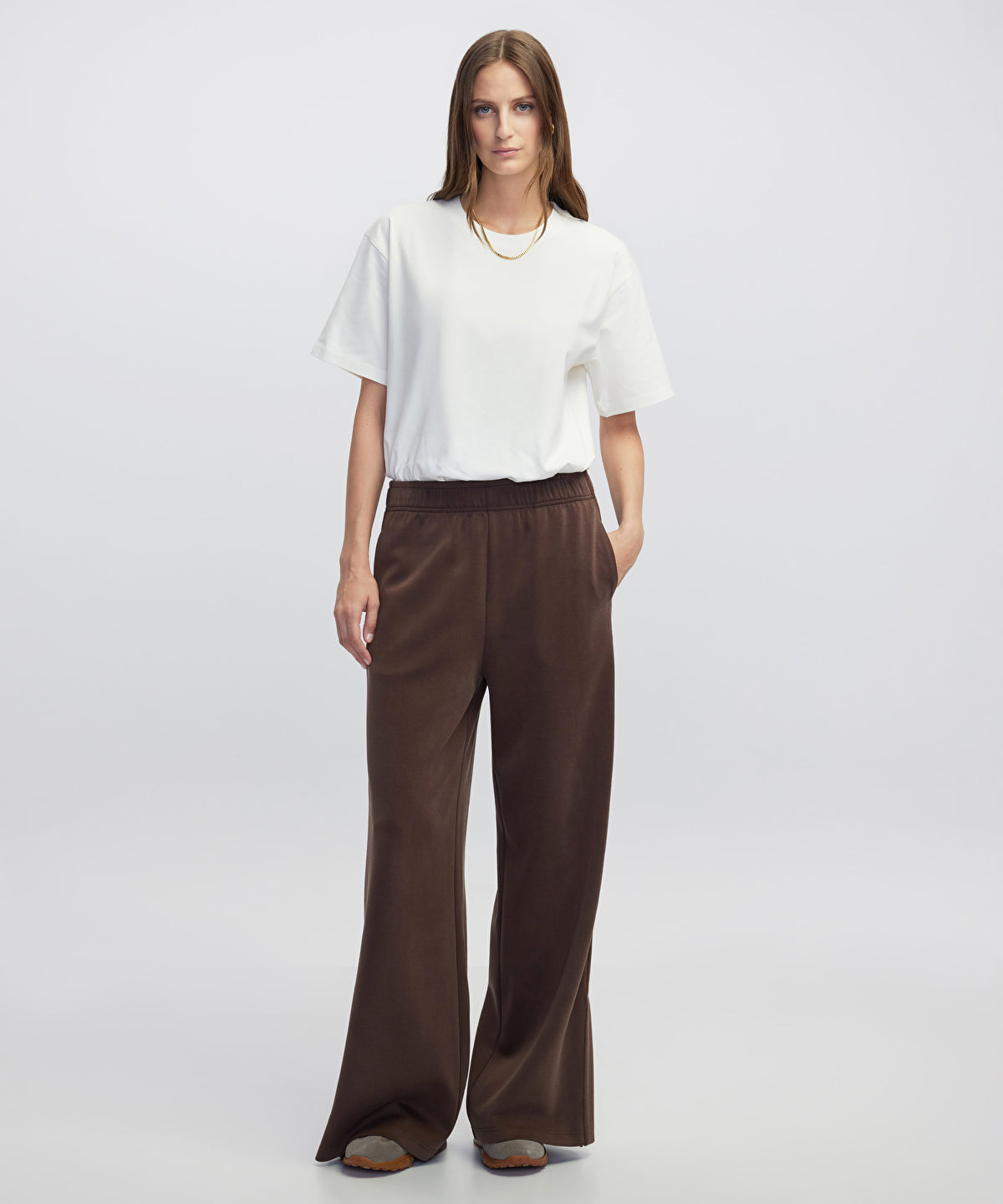 Elasticated Waist Wide-Leg Trousers