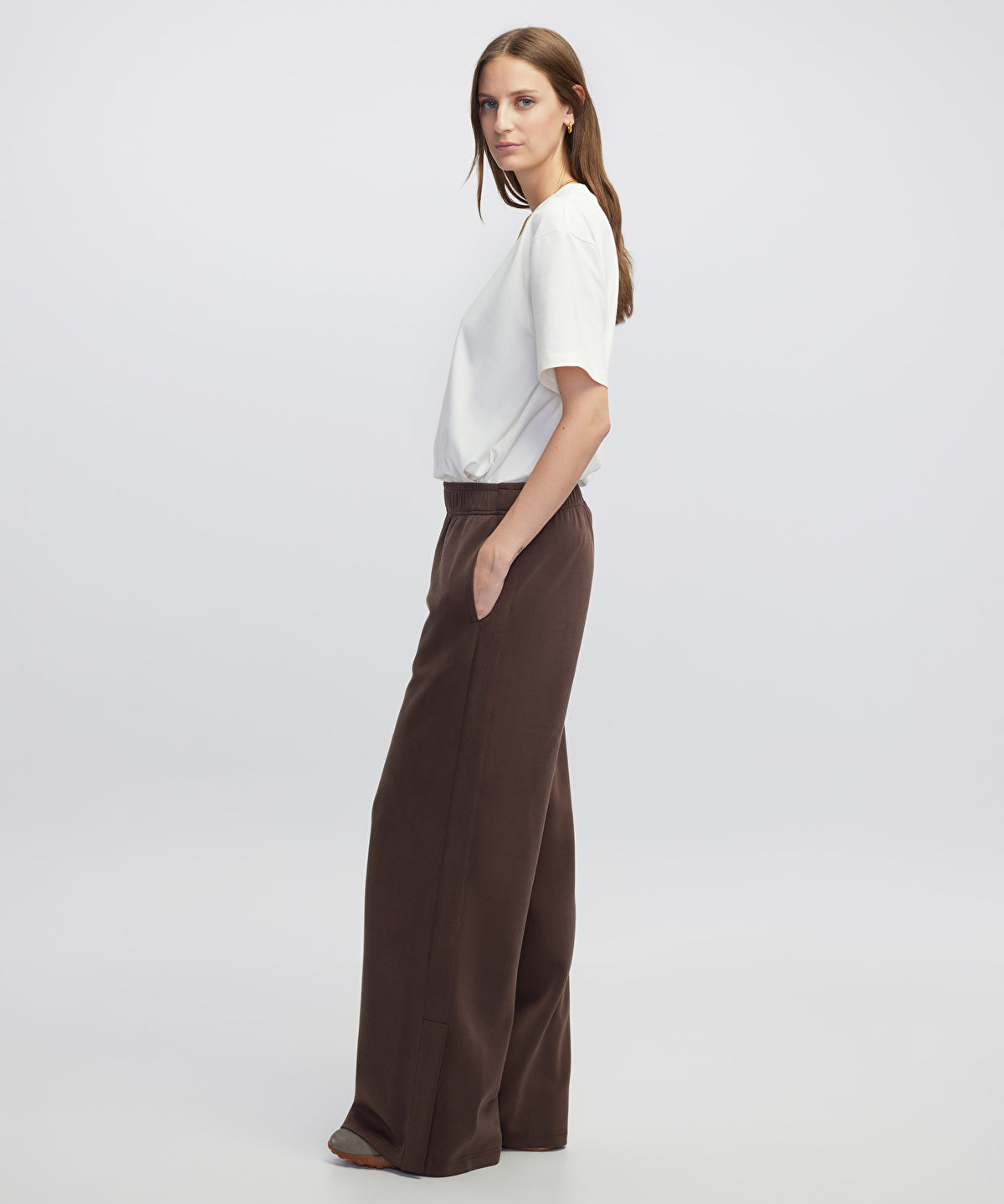 Elasticated Waist Wide-Leg Trousers