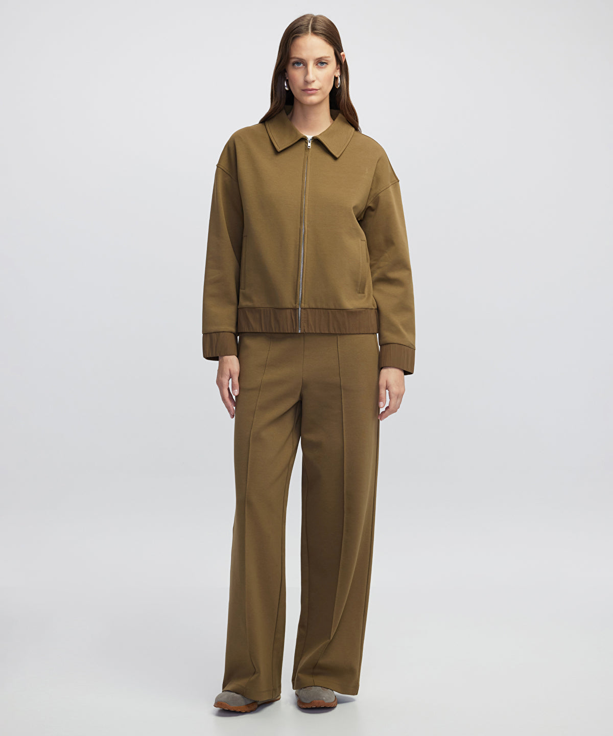 Elastic Waist Wide-Leg Trousers