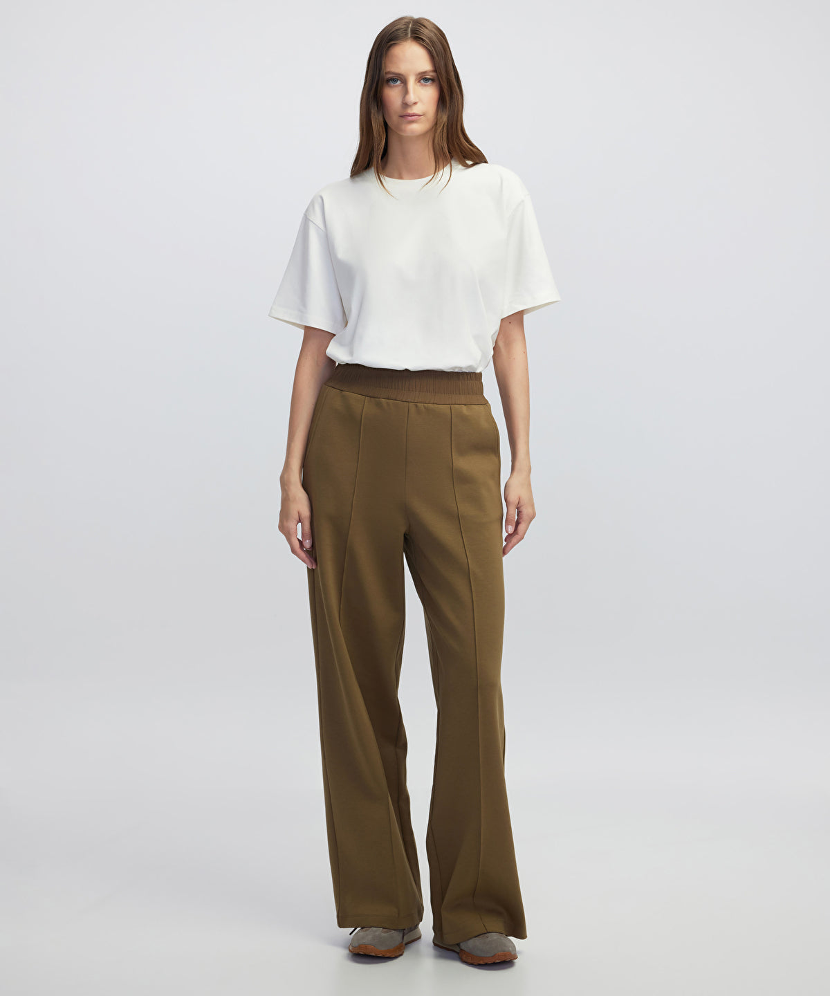 Elastic Waist Wide-Leg Trousers