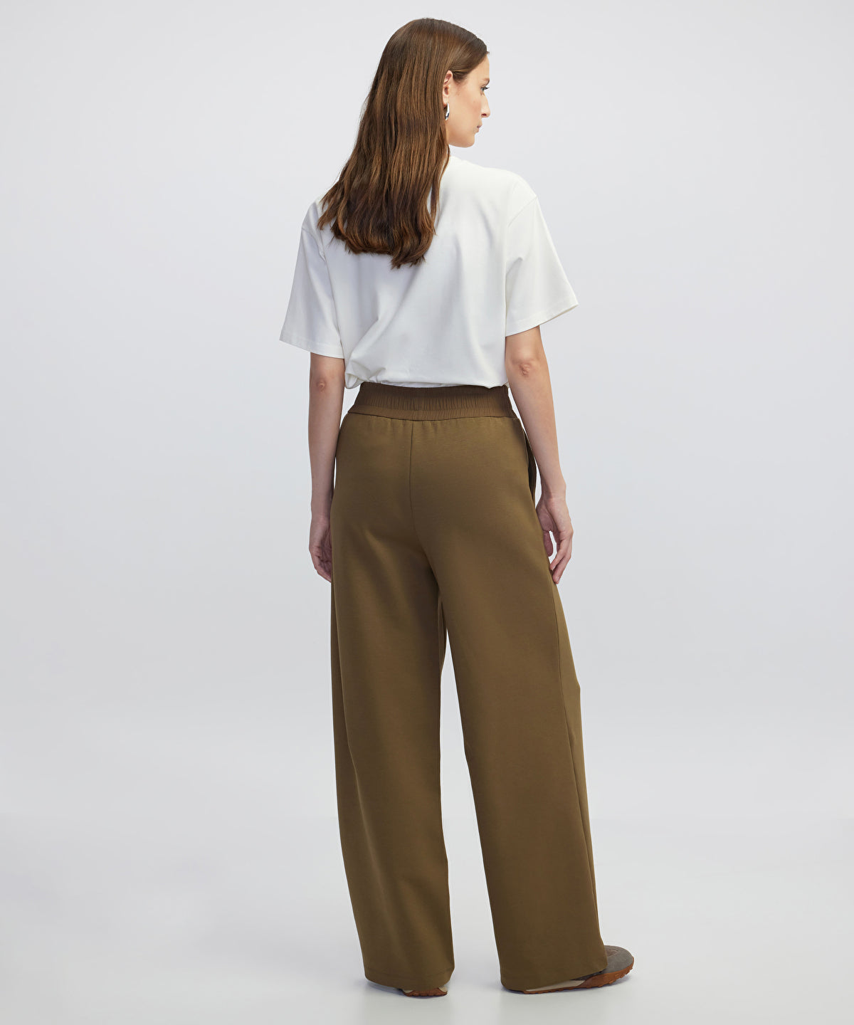 Elastic Waist Wide-Leg Trousers
