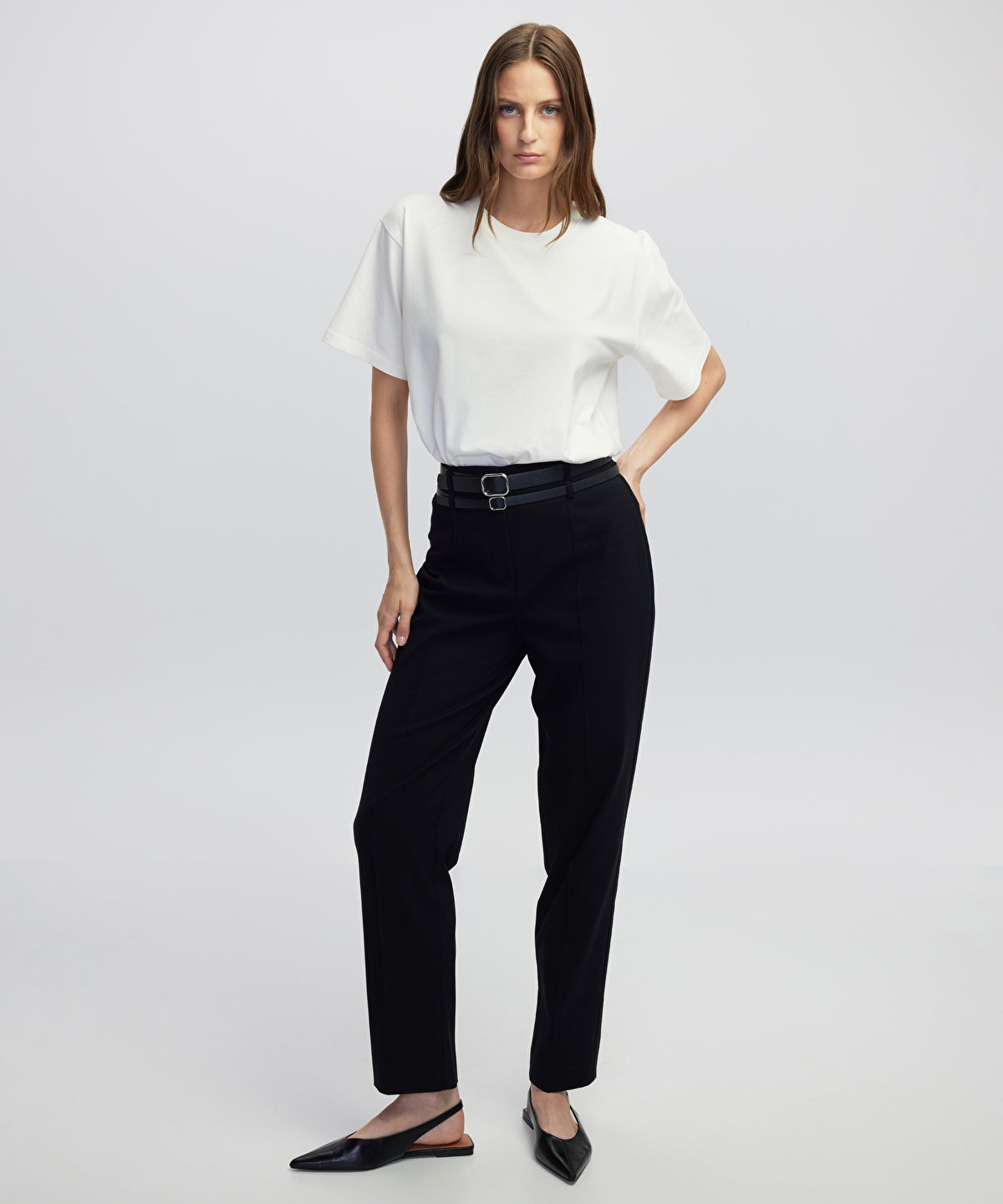 Zoomed Double Belt Carrot Trousers