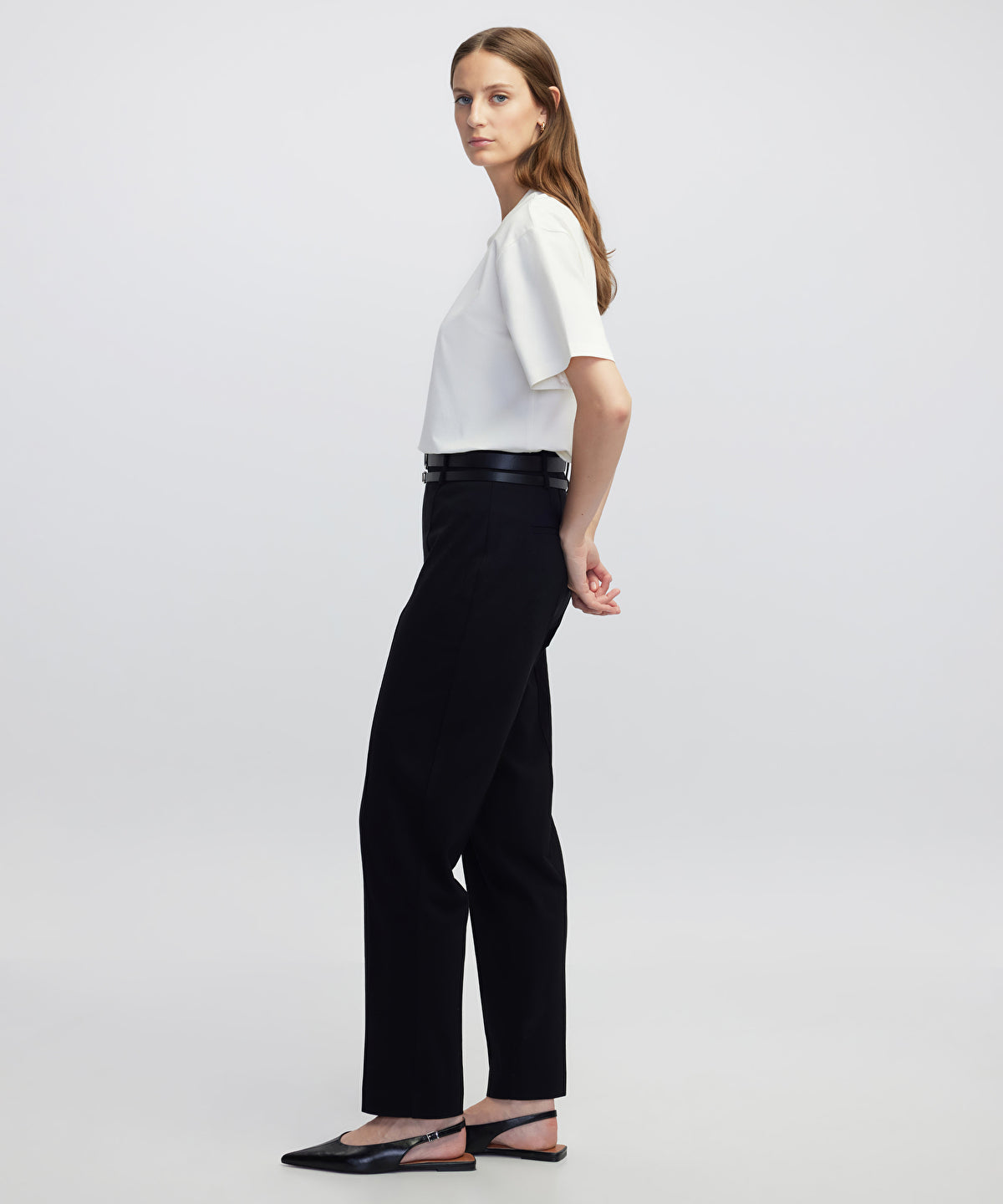 Zoomed Double Belt Carrot Trousers