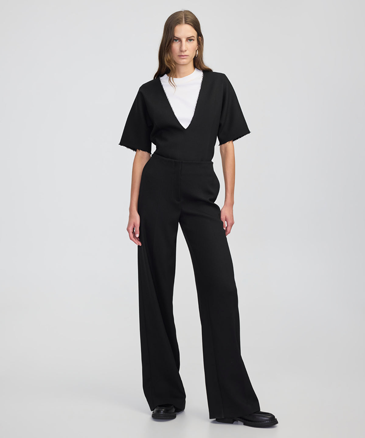 Wide-Leg Trousers with Buttons