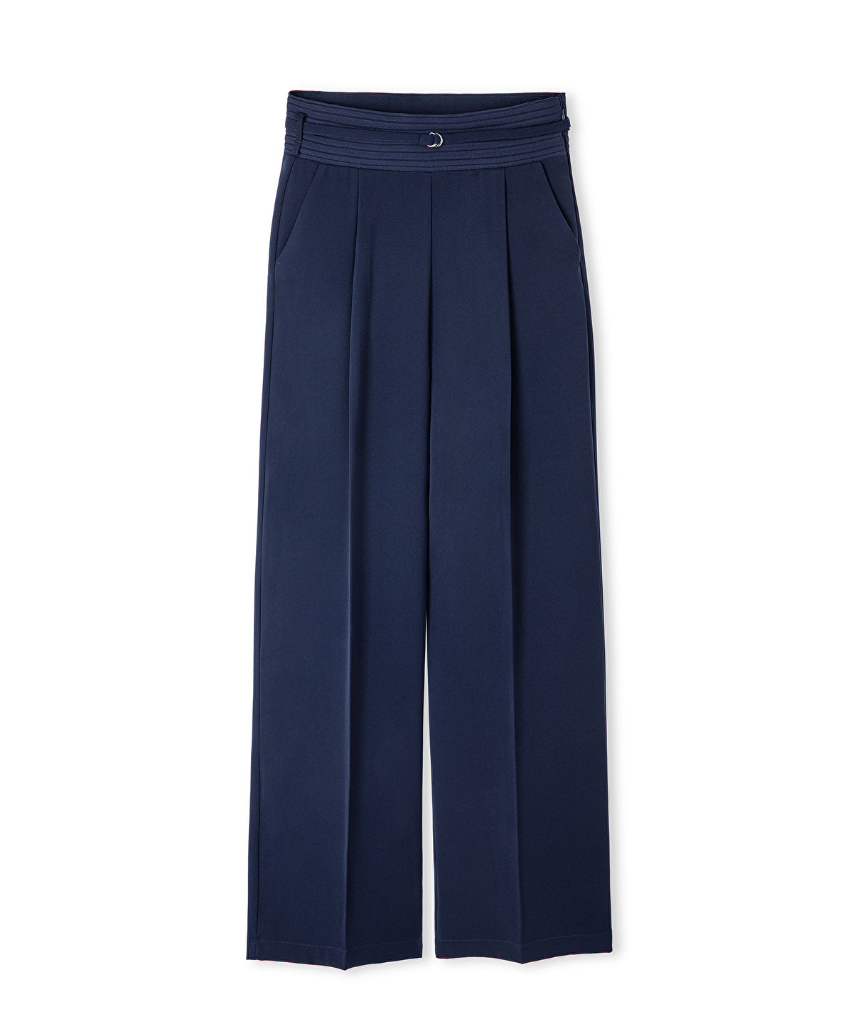 Mixed Wide-Leg Trousers with Belt