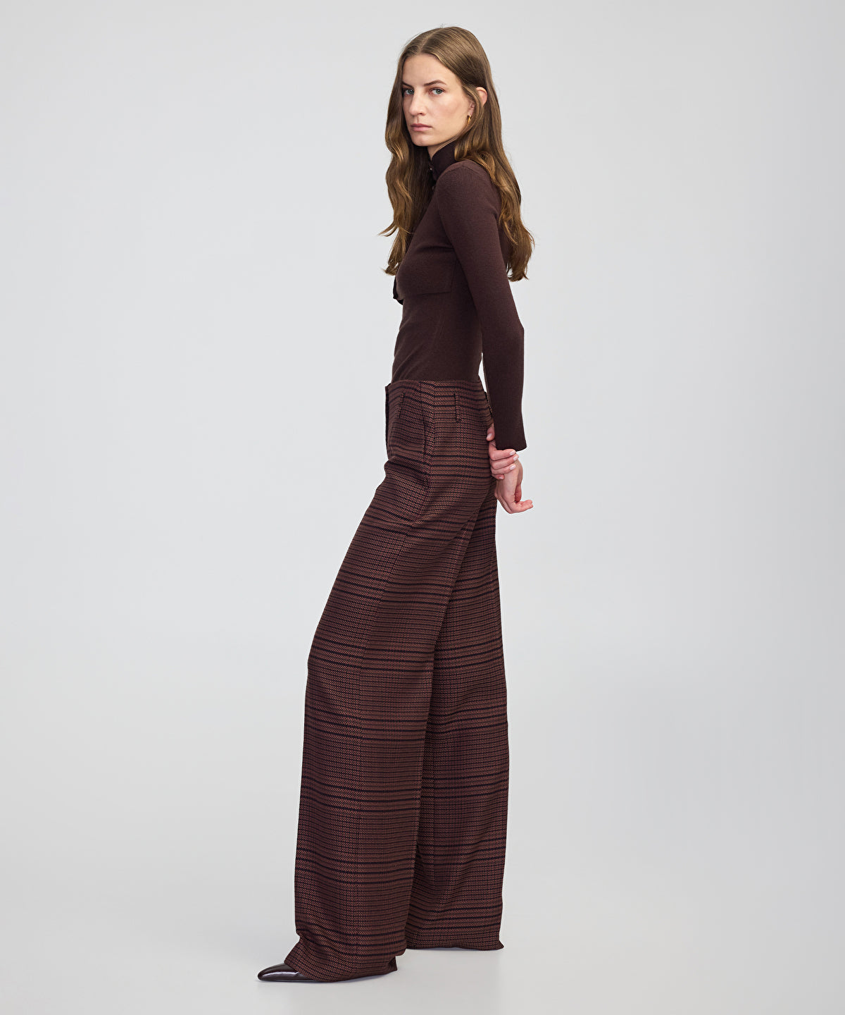 Plaid Wide-Leg Trousers
