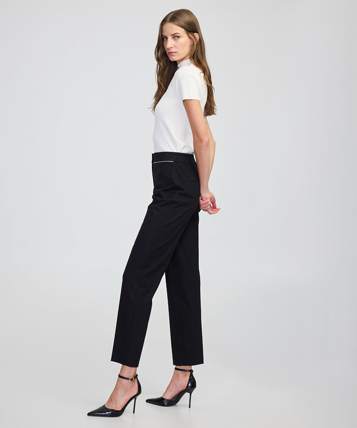 Contrast-Piping Cigarette Trousers