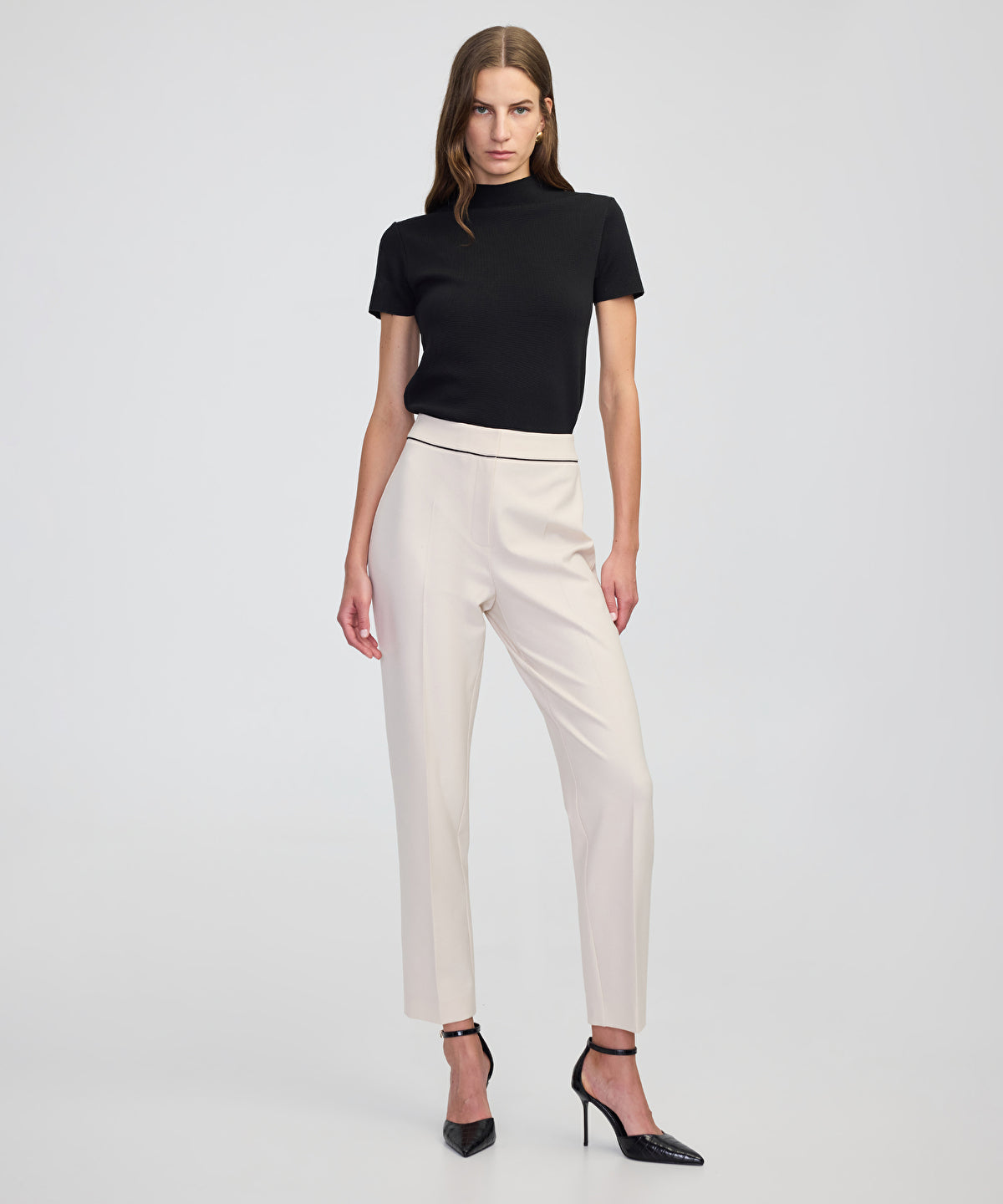 Contrast-Piping Cigarette Trousers