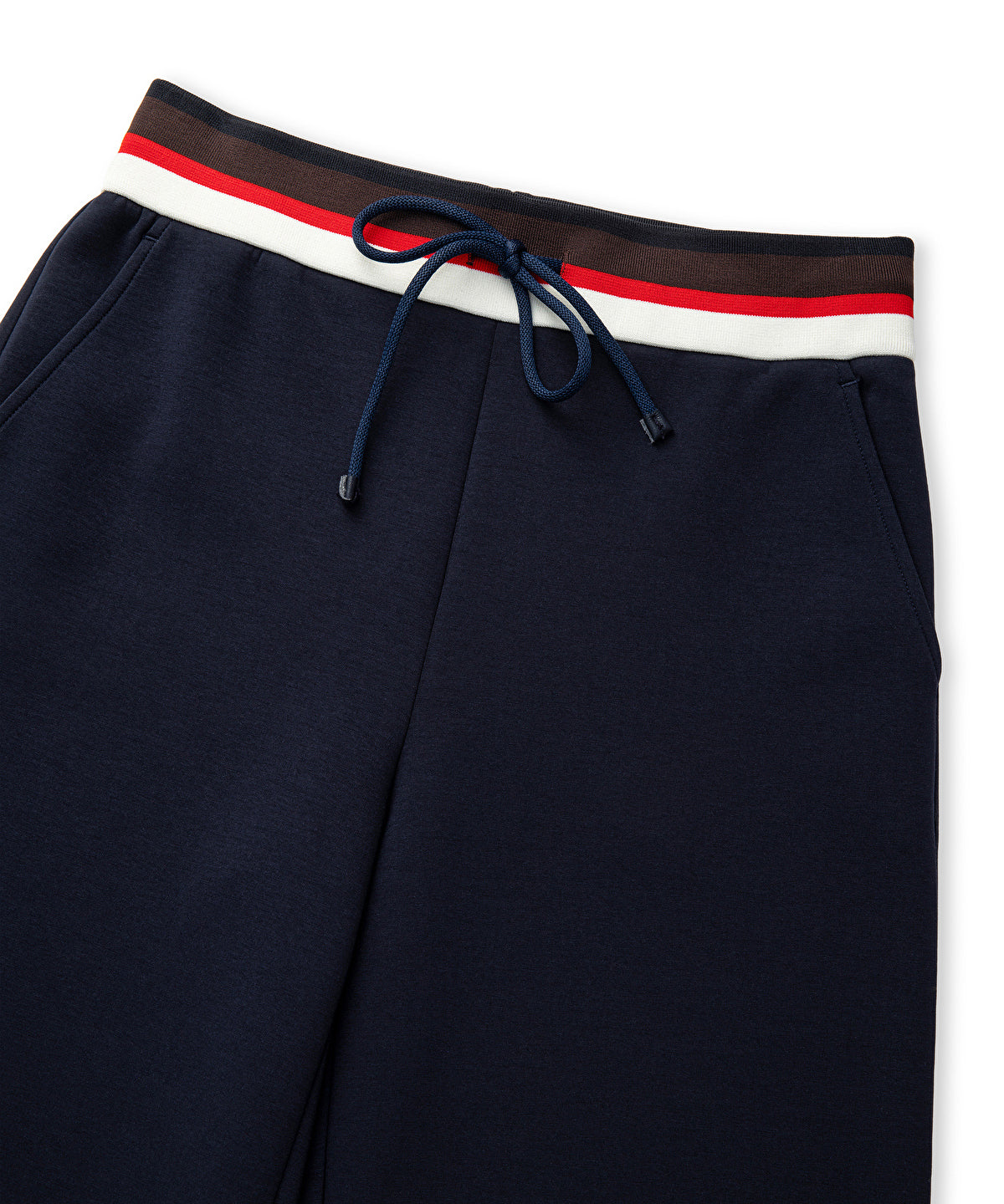 Contrast Waist Wide-Leg Trousers