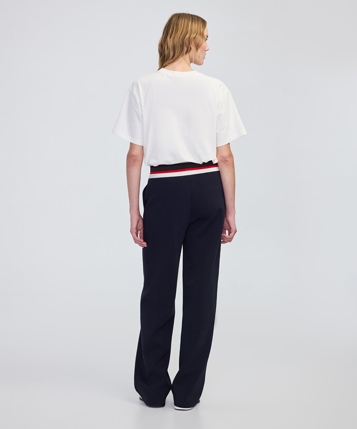 Contrast Waist Wide-Leg Trousers