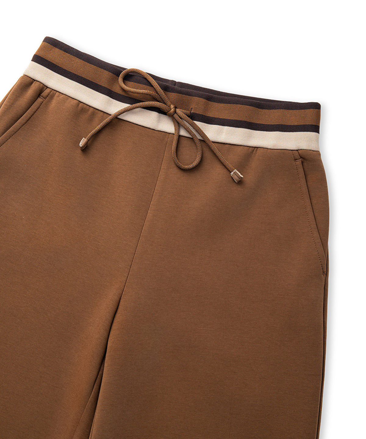 Contrast Waist Wide-Leg Trousers