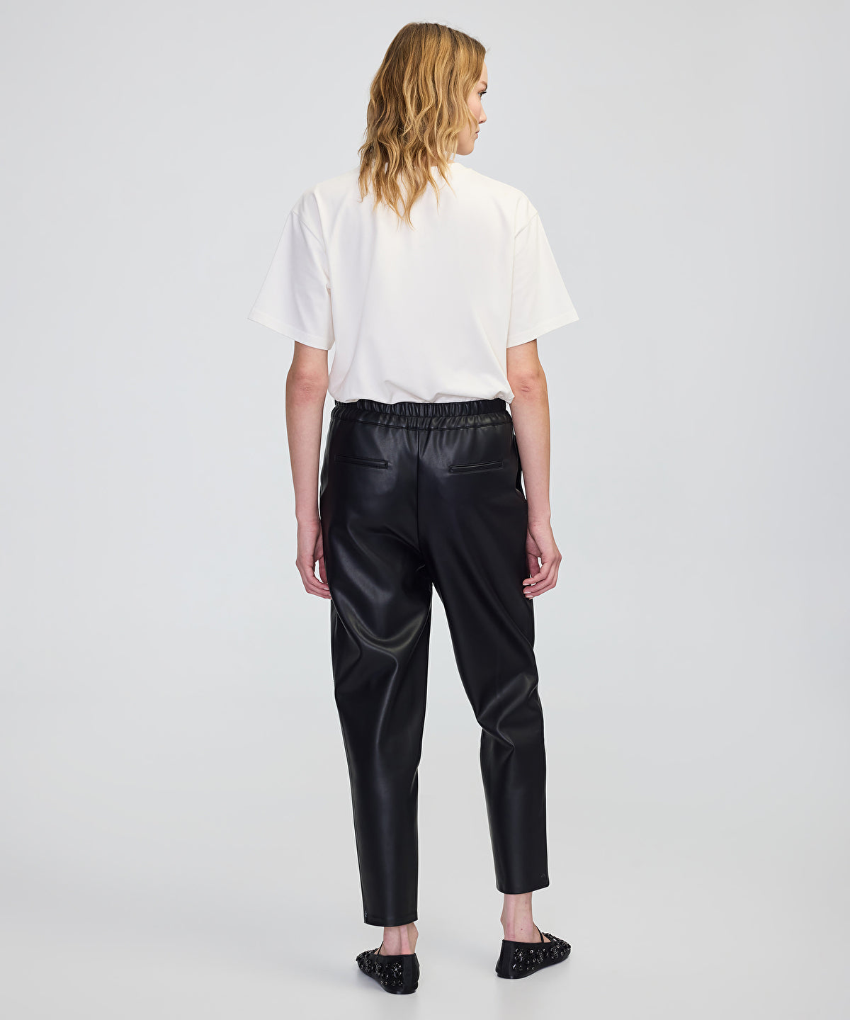 Leather-Effect Carrot-Fit Trousers